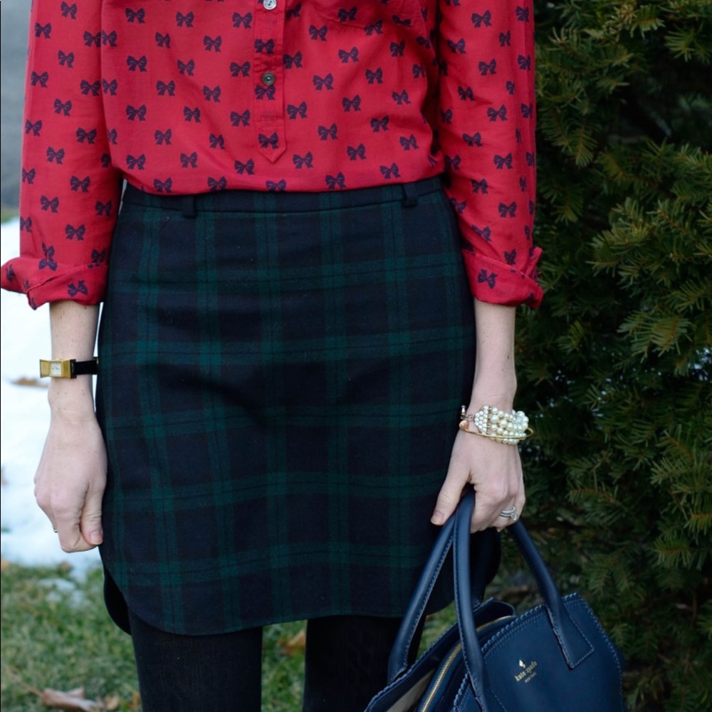Madewell Window Pane Plaid Tulip Hem Miniskirt